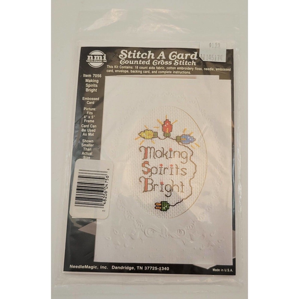 NMI #7056 Stitch A Card Counted Cross Stitch Kit Christmas Making Spirits Bright